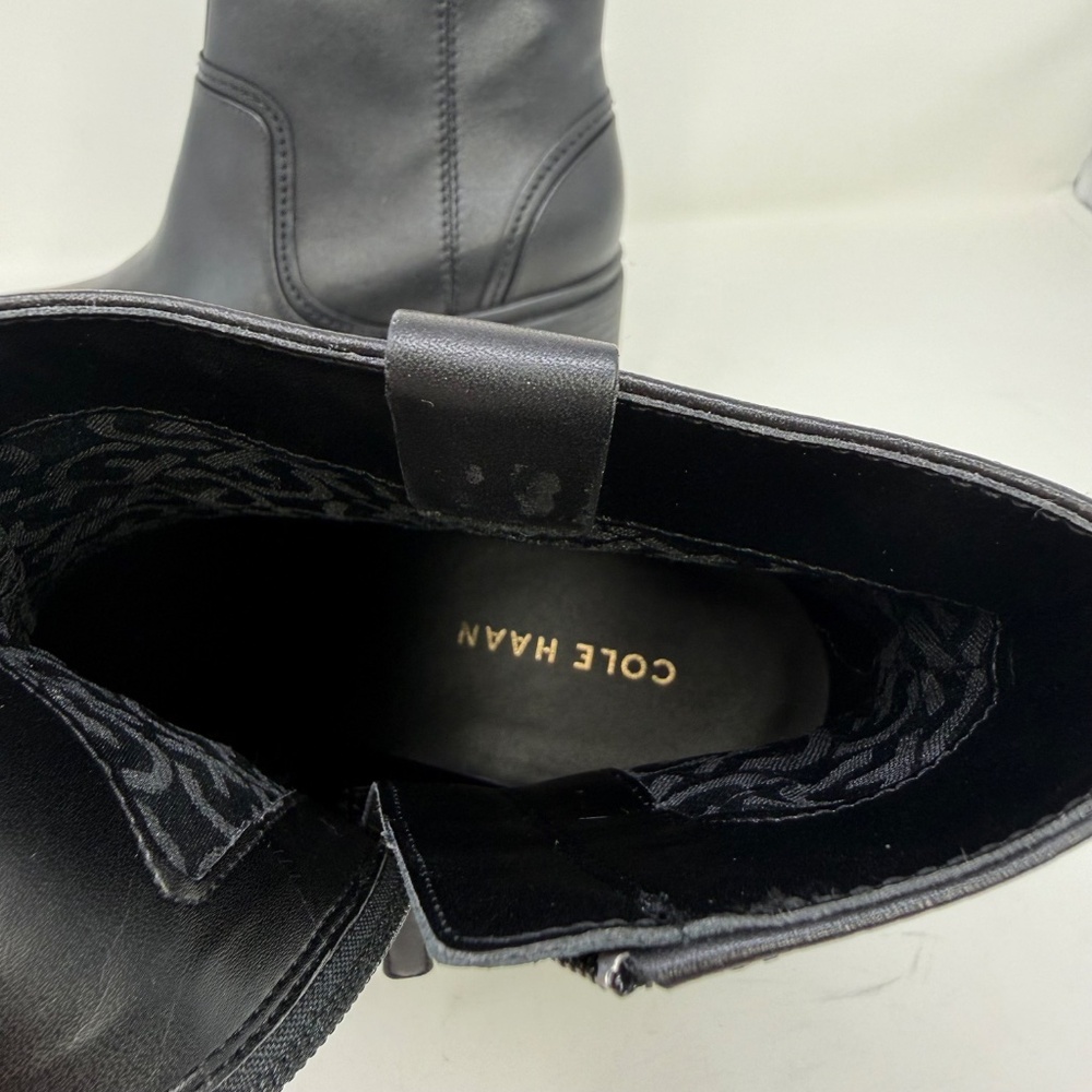 New Cole Haan Paz Pull On Booties In Black Leather Sz 8 - Picture 13 of 13